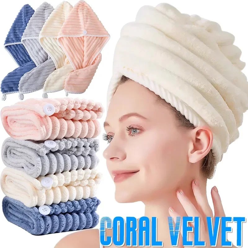 Hair Towel - Super Absorbent Quick‑Drying Microfiber Hair Dry Cap