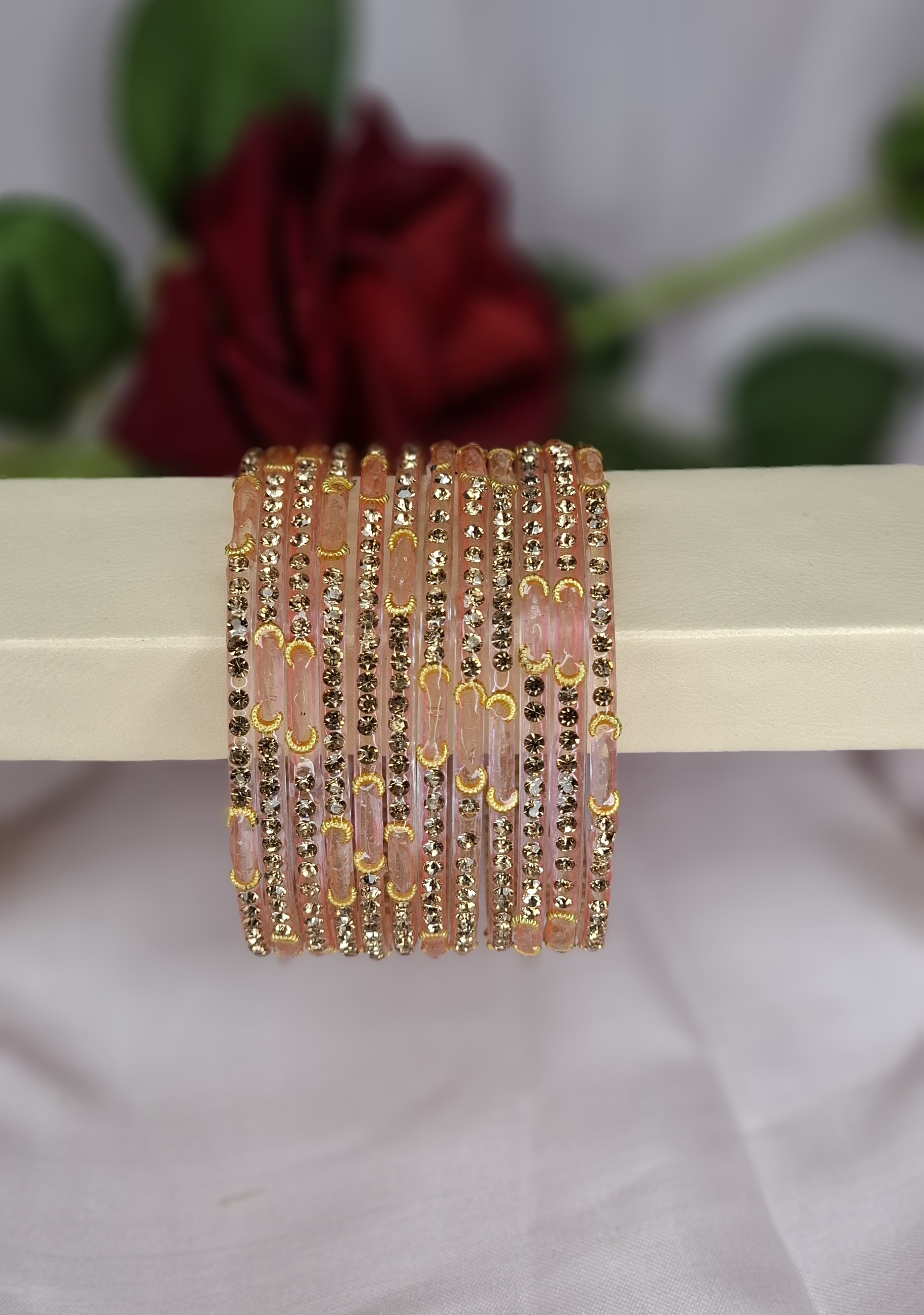 Royal 12Pcs :1 Dozen Dadi Ma Bangles pink coluor