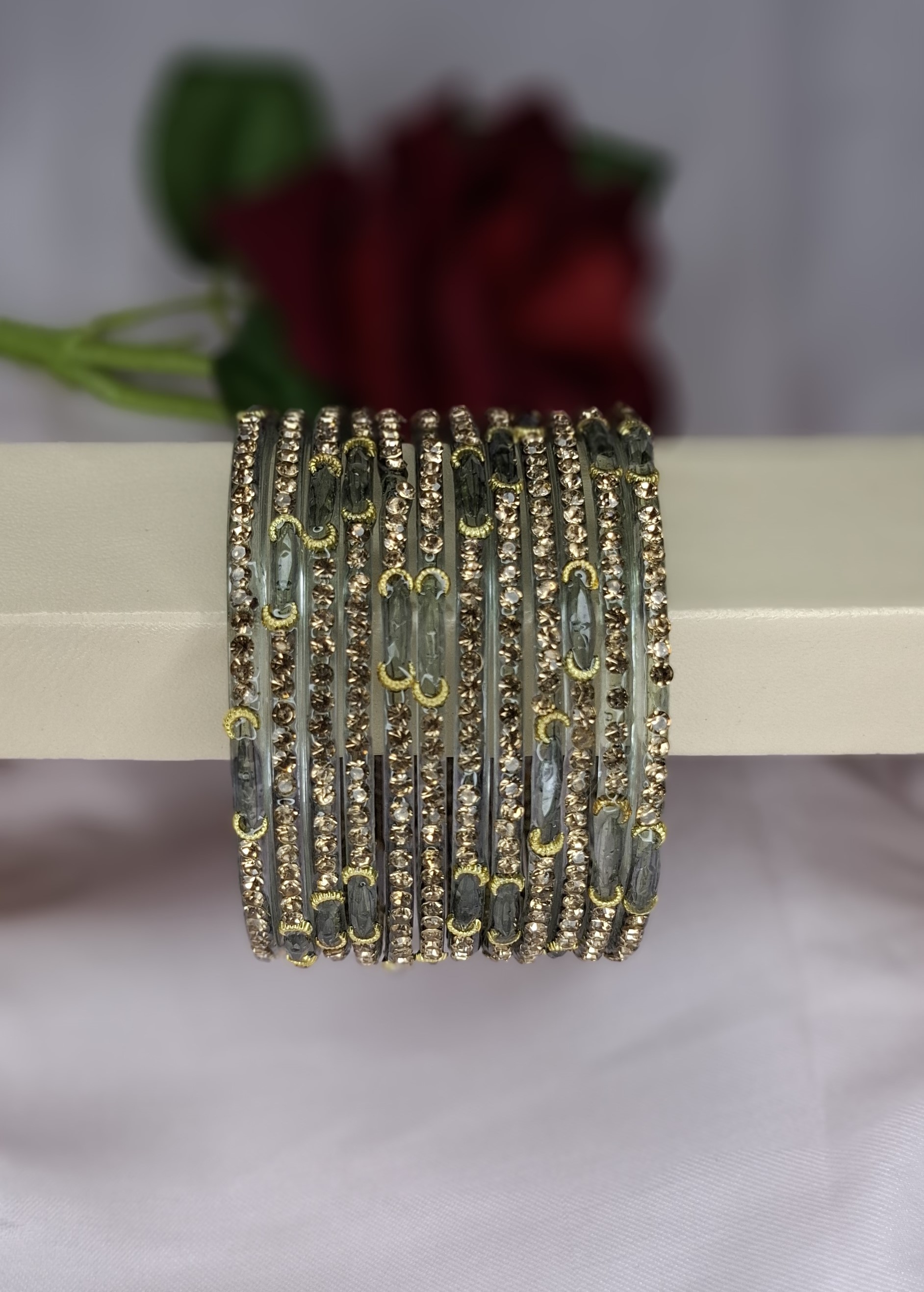 Exclusive 1 Dozen Dadi Ma Festive Glass Bangles
