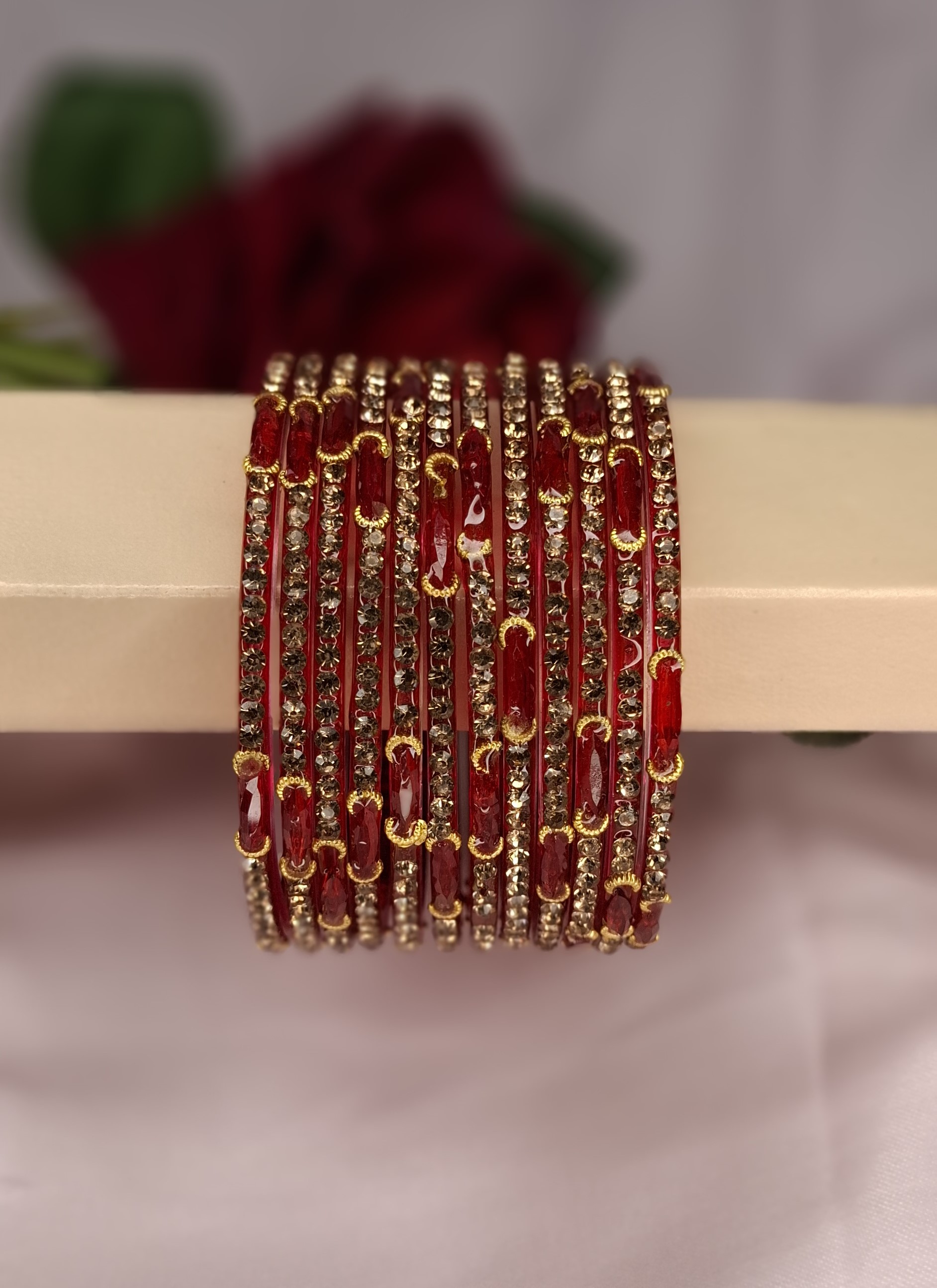 Exclusive 1 Dozen Dadi Ma Festive Glass Bangles