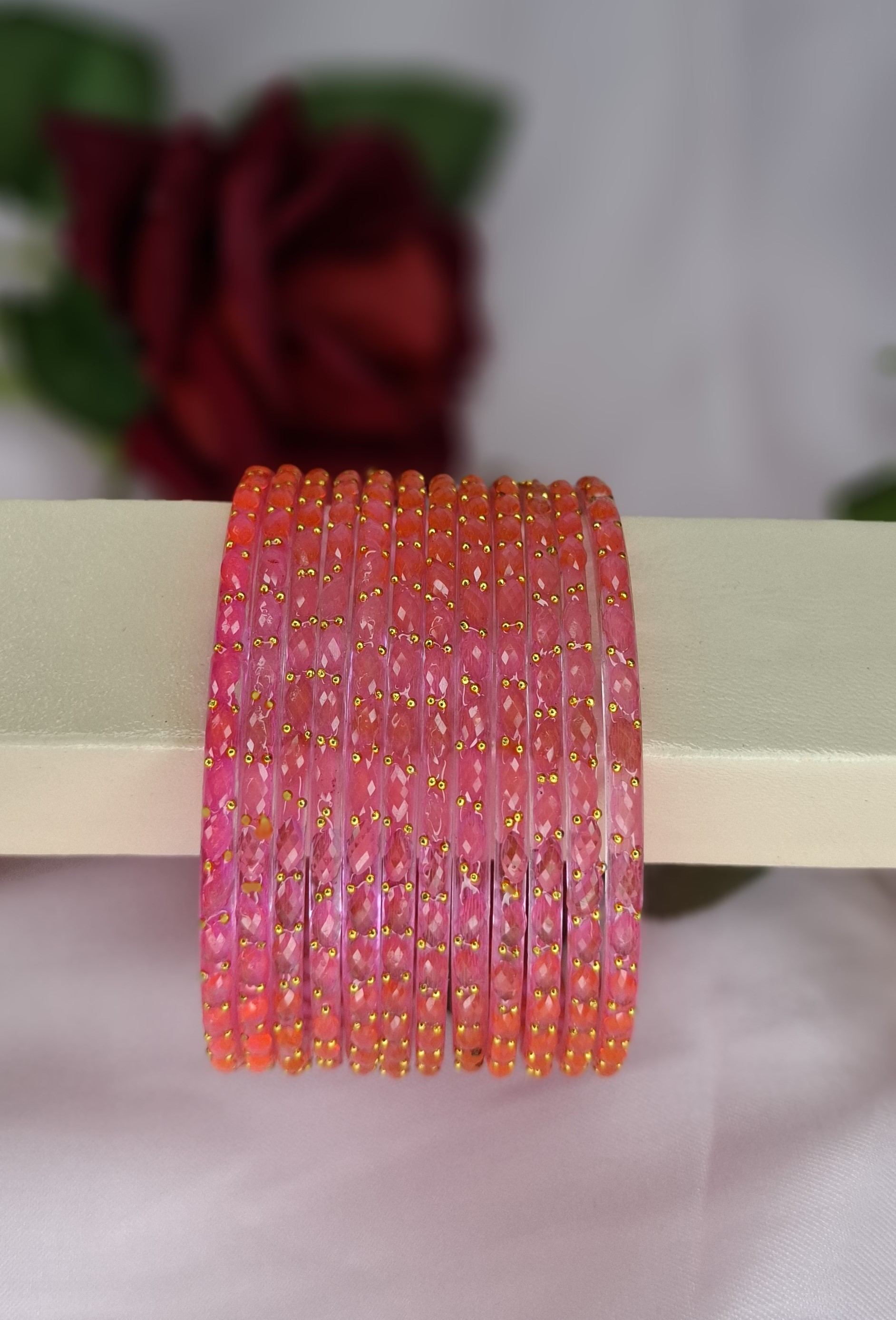 Exclusive 1 Dozen Raindrop Festive Glass Bangles